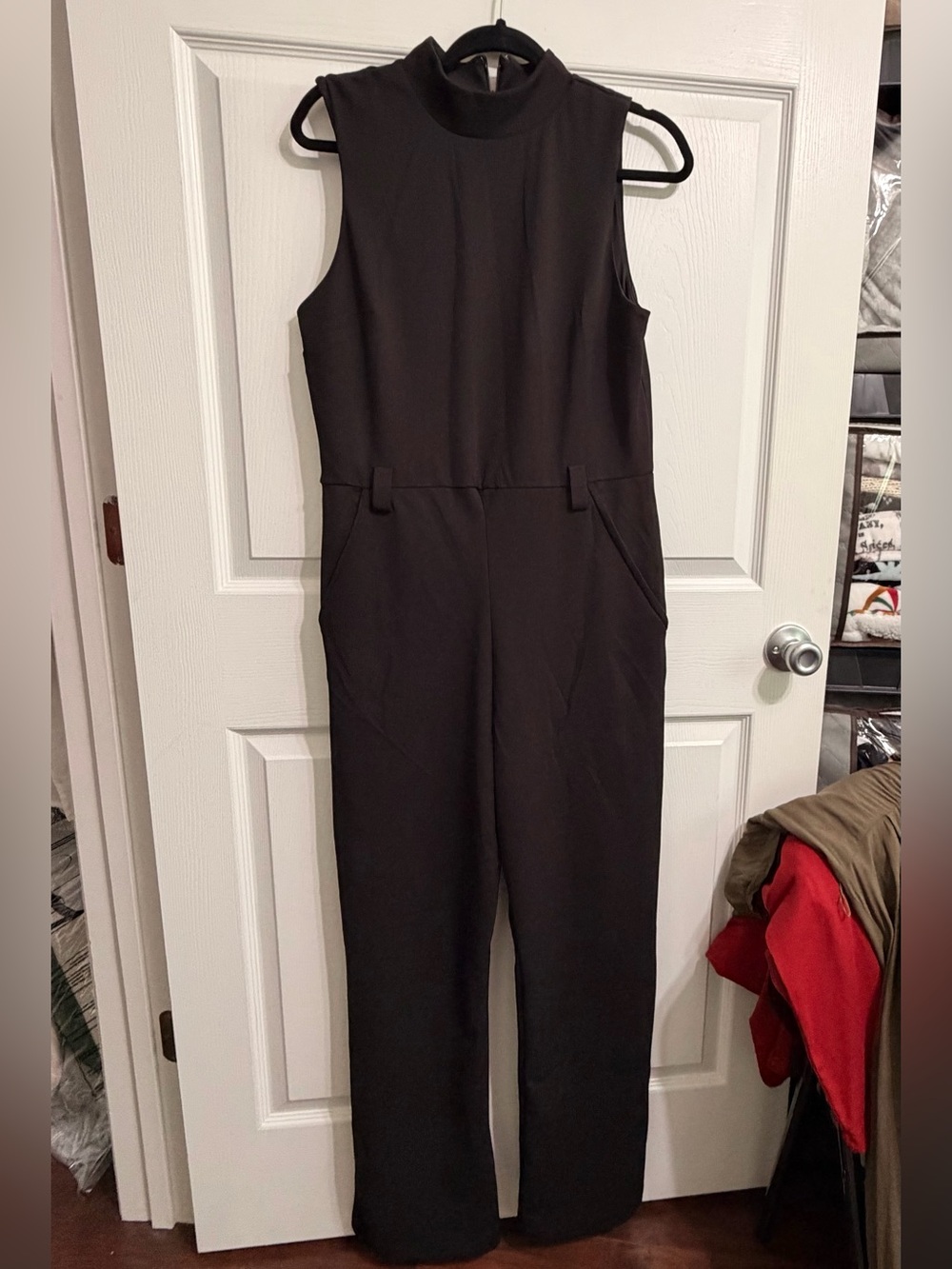 Express Black Sleeveless Mock-Neck Jumpsuit